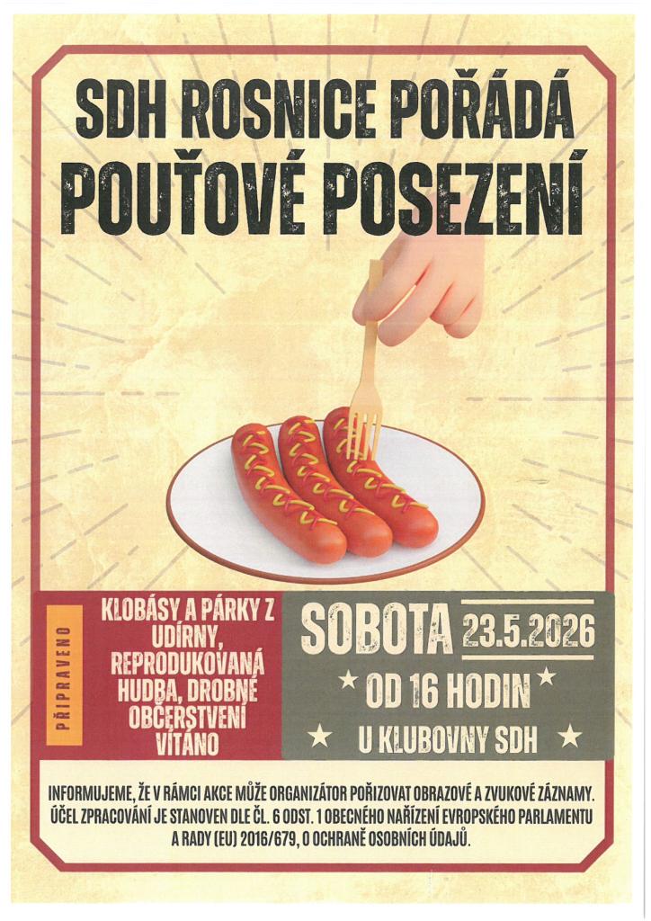 Pouťové posezení - 23.5.2026 - SDH Rosnice