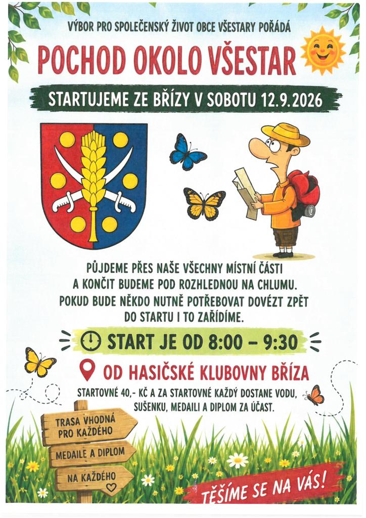 Pochod okolo Všestar 12.9.2026