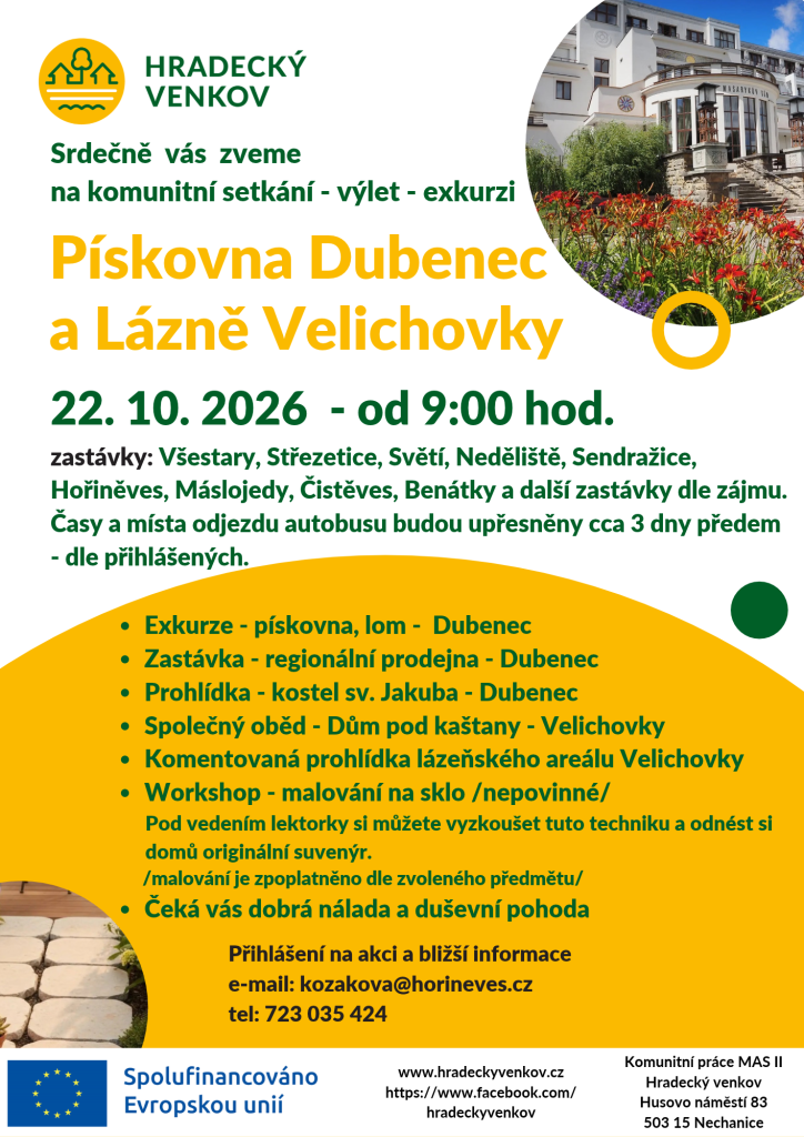 Exkurze - Pískovna Dubenec a&nbsp;Lázně Velichovky 22.10.2026